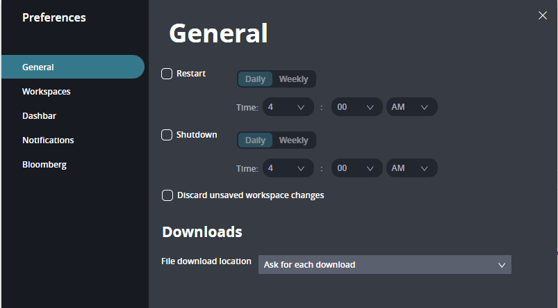 Download preferenes